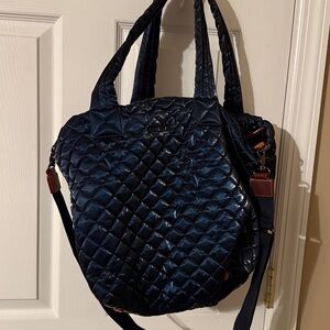 Quilted Navy Blue Tote Bag
